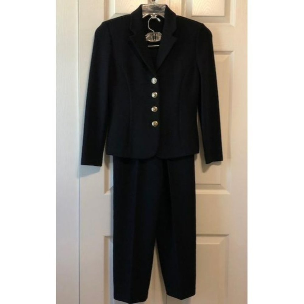 Classic St. John Black Knit Pantsuit Size 2